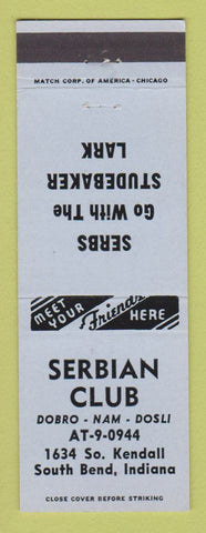 Matchbook Cover - Serbian Club South Bend IN Studebaker Lark BLUE