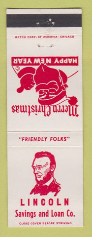 Matchbook Cover - Lincoln Savings and Loan Christmas Cleveland OH WEAR
