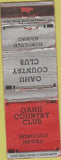 Matchbook Cover - Oahu Country Club Honolulu HI 30s wear