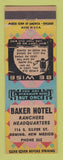 Matchbook Cover - Baker Hotel Deming NM owl low phone #