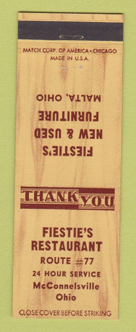 Matchbook Cover - Fiestie's Restaurant Furniture McConnelsville OH