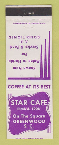 Matchbook Cover - Star Cafe Greenwood SC