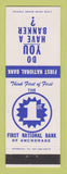 Matchbook Cover - First National Bank Anchorage AK