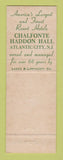Matchbook Cover - Chalfonte Haddon Hall Atlantic City NJ
