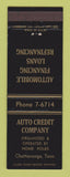 Matchbook Cover - Auto Credit Company Loans Chattanooga TN