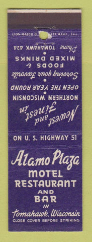 Matchbook Cover - Alamo Plaza Motel Restaurant Tomahawk WI