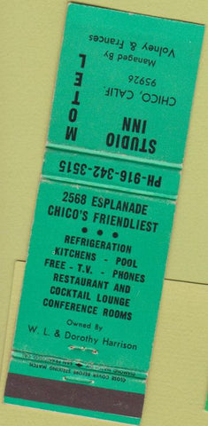 Matchbook Cover - Studio Inn Motel Chico CA