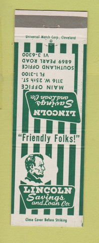 Matchbook Cover - Lincoln Savings and Loan Cleveland OH Abraham