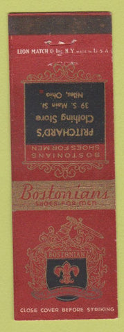 Matchbook Cover - Bostonian Men's Shoes Pritchard's Niles OH