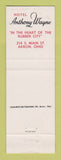 Matchbook Cover - Hotel Anthony Wayne Akron OH