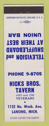 Matchbook Cover - Hicks Bros. Tavern Lansing MI