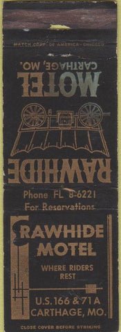 Matchbook Cover - Rawhide Motel Carthage MO wear