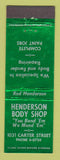 Matchbook Cover - Henderson Body Shop  Chattanooga TN WEAR