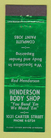 Matchbook Cover - Henderson Body Shop  Chattanooga TN WEAR