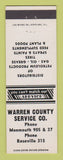 Matchbook Cover - Warren Couty Service oil gas Monmouth IL Roseville