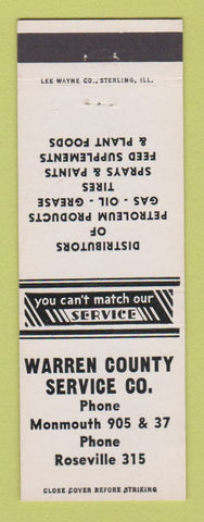 Matchbook Cover - Warren Couty Service oil gas Monmouth IL Roseville