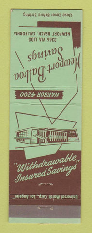 Matchbook Cover - Newport Balboa Savings Newport Beach CA