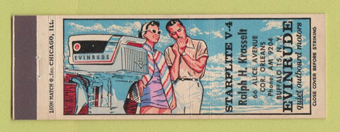 Matchbook Cover - Evinrude Boat Motors Ralph Krasselt Buffalo NY
