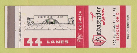 Matchbook Cover - Ambassador Lanes Bowling Bedford OH