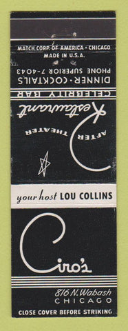 Matchbook Cover - Ciro's Restaurant Chicago IL