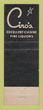 Matchbook Cover - Ciro's Restaurant Chicago IL