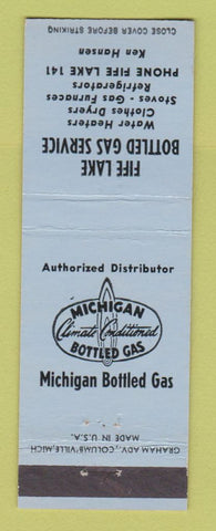 Matchbook Cover - Fife Lake Bottled Gas Service MI low phone #