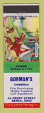 Matchbook Cover - Gorman's Cameras Berea OH