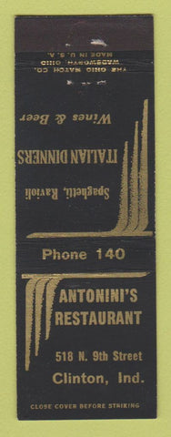 Matchbook Cover - Antonini's Restaurant Clinton IN low phone # Italian