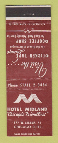 Matchbook Cover - Hotel Midland Chicago IL