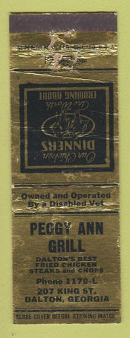 Matchbook Cover - Peggy Ann Grill Dalton GA WORN