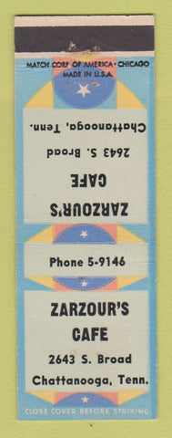 Matchbook Cover - Zarzour's Cafe Chattanooga TN