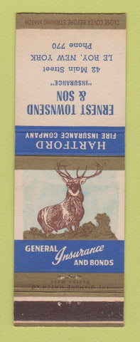 Matchbook Cover - Hartford Insurance Ernest Townsend Le Roy NY