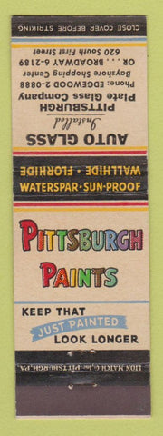 Matchbook Cover - Pittsburgh Paints Auto Glass Cleveland?