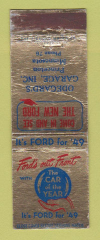 Matchbook Cover - 1949 Ford Odegard's Princeton MN WORN