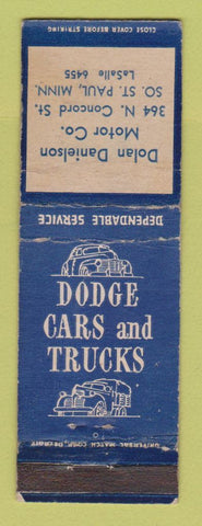 Matchbook Cover - Dolan Danielson Motors Dodge South St Paul MN WORN