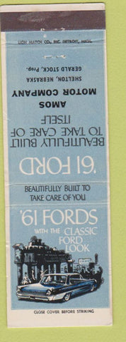 Matchbook Cover - 1961 Ford Amos Motors Shelton NE