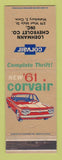 Matchbook Cover - 1961 Chevrolet Corvair Loehmann Waterbury CT