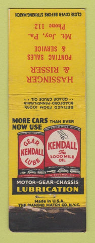 Matchbook Cover - Hassinger & Risser Pontiac Mount Joy PA low phone # WORN