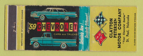 Matchbook Cover - 1959 Chevrolet Clayton Petersen St Paul MN WEAR