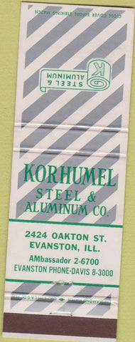 Matchbook Cover - Korhemel Steel  and  Aluminum Evanston IL