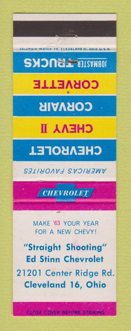 Matchbook Cover - 1963 Chevrolet Ed Stinn Cleveland OH