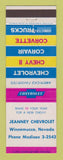 Matchbook Cover - 1963 Chevrolet Jeanney Winnemucca NV