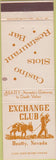 Matchbook Cover - Exchange Club Casino Restaurant Beatty NV