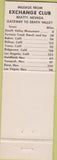 Matchbook Cover - Exchange Club Casino Restaurant Beatty NV