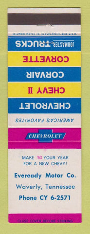 Matchbook Cover - 1963 Chevrolet Eveready Waverly TN