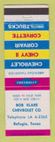 Matchbook Cover - 1963 Chevrolet Bob Klare Refugio TX