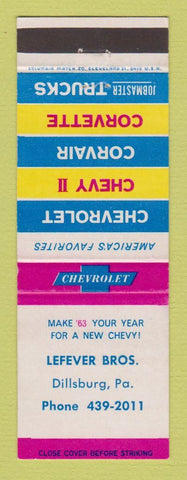 Matchbook Cover - 1963 Chevrolet Lefever Bros Dillsburg PA