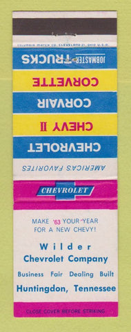 Matchbook Cover - 1963 Chevrolet Wilder Huntingdon TN