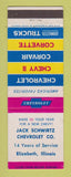 Matchbook Cover - 1963 Chevrolet Jack Schwirtz Elizabeth IL