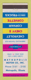 Matchbook Cover - 1963 Chevrolet Metropolis IL